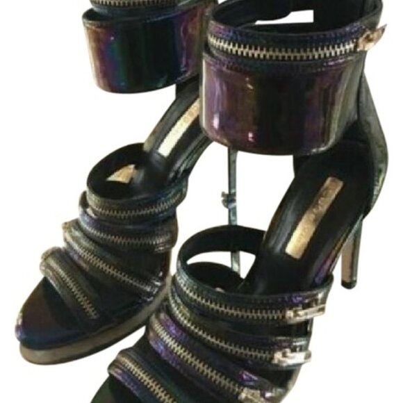NEW IN BOX BCBGeneration Hologram Black Casey Heels Sandals NEW 6.5 - Picture 7 of 7